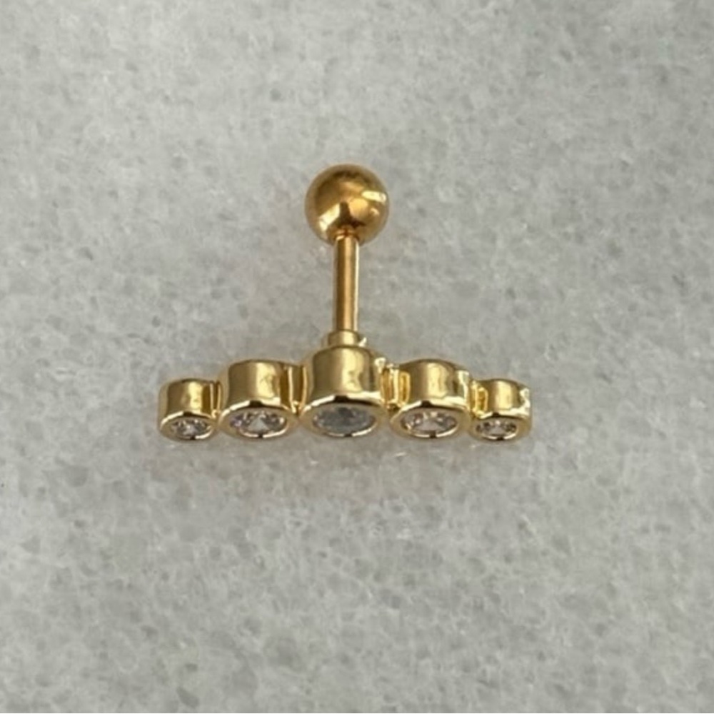 Gold Round Crystal Arch Cartilage Earring Brand New - Picture 3 of 5